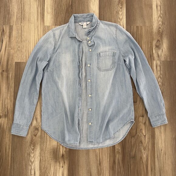 Old Navy Classic Light Blue Button-Down Chambray Shirt – Small - Picture 8 of 8